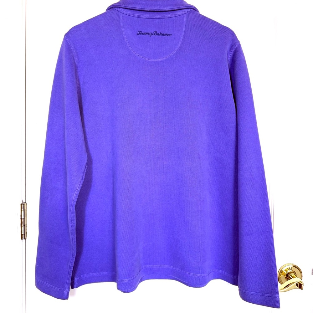 Tommy Bahama Purple 3/4  Zip-Up Sweater Pullover Size L Pineapple Symbol Outdoor - Picture 3 of 12